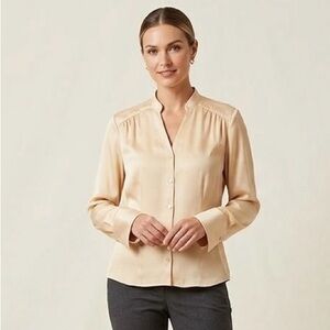 Nine & Company Women's Button-Front Blouse in Beige
